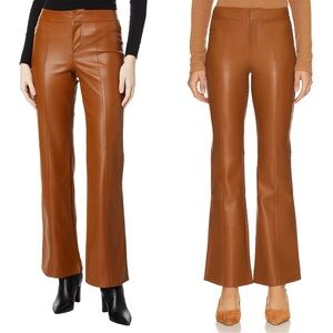 NEW Free People Pants Flare Faux Vegan Leather Brown Uptown High Rise size 4